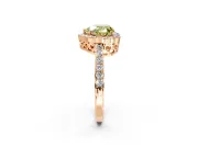Halo Engagement Ring Setting for Fancy Yellow Heart-Shaped Center with Heart-Shaped Openwork, Pave Band and Prong Head in Rose Gold