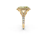 Double Halo Engagement Ring Setting for Fancy Yellow Marquise Center with Narrow Pave Split Shank and Prong Head in Yellow Gold