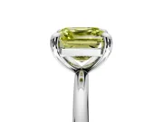 Low-Set Solitaire Engagement Ring Setting for Fancy Yellow Asscher Cut Center with Thin Plain Band and Prong Head in Platinum