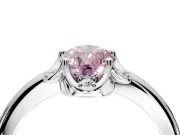 Floral Frame Engagement Ring Setting for Fancy Pink Pear-Shaped Center with Accent Clusters and Prong Head in White Gold