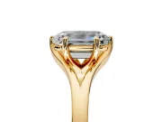 Solitaire Engagement Ring Setting for Emerald Cut Center with Plain Split Shank and Prong Head in Yellow Gold