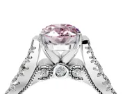 Solitaire Engagement Ring Setting for Fancy Pink Oval Center with Pave Cathedral Shoulders and Prong Head in Sterling Silver