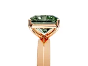 Solitaire Engagement Ring Setting for Fancy Green Radiant Cut Center with Wide Knife Ridge Band and Prong Head in Rose Gold