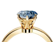 Solitaire Engagement Ring Setting for Fancy Blue Heart-Shaped Center with Plain Band and Tulip Prong Head in Yellow Gold