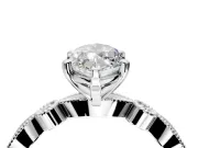 Solitaire Engagement Ring Setting for Marquise Center with Milgrain Bezel Accents and Prong Head in Platinum