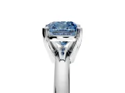 Solitaire Engagement Ring Setting for Fancy Blue Cushion Cut Center with Wire Band and Prong Head in White Gold
