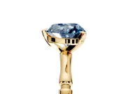 Solitaire Engagement Ring Setting for Fancy Blue Heart-Shaped Center with Bamboo Band and Prong Head in Yellow Gold