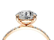 Solitaire Engagement Ring Setting for Round Cut Center with Pave Accents and Prong Head in Rose Gold