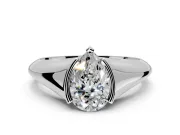 Tension Engagement Ring Setting for Pear-Shaped Center with Wide Tapered Band and Tension Head in Sterling Silver