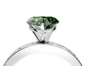 Solitaire Engagement Ring Setting for Fancy Green Heart-Shaped Center with Channel Baguette Band and Prong Head in Platinum