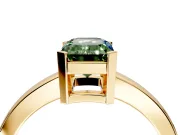 Solitaire Engagement Ring Setting for Fancy Green Emerald Cut Center with Plain Band and Flat Tab Prong Head in Yellow Gold