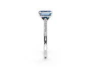 Solitaire Engagement Ring Setting for Fancy Blue Asscher Cut Center with Channel Accents and Prong Head in Platinum