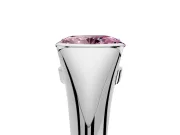 Tension Engagement Ring Setting for Fancy Pink Oval Center with Wide Tapered Band and Tension Head in Sterling Silver