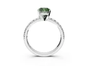 Solitaire Engagement Ring Setting for Fancy Green Cushion Cut Center with Large Accents and Prong Head in White Gold