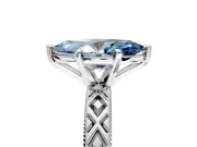 Solitaire Engagement Ring Setting for Fancy Blue Marquise Center with Milgrain X Pattern Band and Prong Head in Sterling Silver