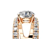 Solitaire Engagement Ring Setting for Round Cut Center with Wide-Open Split Shank and Prong Head in Rose Gold