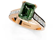 Solitaire Engagement Ring Setting for Fancy Green Emerald Cut Center with Channel Band and Double Claw Prong Head in Rose Gold