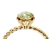 Solitaire Engagement Ring Setting for Fancy Yellow Marquise Center with Plain Twisted Rope Band and Prong Head in Yellow Gold