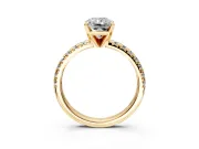 Solitaire Engagement Ring Setting for Radiant Cut Center with Large Accents and Prong Head in Yellow Gold
