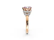 Leaf Cluster Engagement Ring Setting for Fancy Pink Pear-Shaped Center with Marquise Accents and Prong Head in Rose Gold