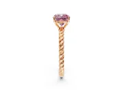 Solitaire Engagement Ring Setting for Fancy Pink Cushion Cut Center with Plain Twisted Rope Band and Prong Head in Rose Gold