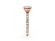 Solitaire Engagement Ring Setting for Fancy Pink Princess Cut Center with Fine Pave Band and Claw Prong Head in Rose Gold