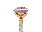 Solitaire Engagement Ring Setting for Fancy Pink Princess Cut Center with Fine Pave Accents and Prong Head in Yellow Gold