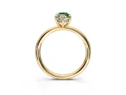 Hidden Halo Engagement Ring Setting for Fancy Green Marquise Center with Thin Rounded Band and Prong Head in Yellow Gold