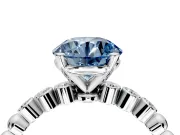 Solitaire Engagement Ring Setting for Fancy Blue Round Cut Center with Bezel-Dot Beaded Band and Prong Head in Platinum