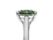 Solitaire Engagement Ring Setting for Fancy Green Radiant Cut Center with Cathedral Band and Prong Head in Sterling Silver