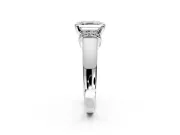 Solitaire Engagement Ring Setting for Asscher Cut Center with Wide Band, Pave Collar and Prong Head in Platinum