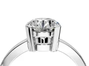 Solitaire Engagement Ring Setting for Round Cut Center with Plain Band and Flat Tab Prong Head in Platinum