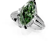 Solitaire Engagement Ring Setting for Fancy Green Marquise Center with Accented Split Shank and Prong Head in White Gold