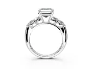 5 Stone Engagement Ring Setting for Asscher Cut Center with Graduated Accents and Prong Head in White Gold