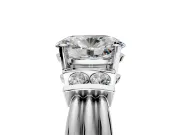 Solitaire Engagement Ring Setting for Oval Center with Grooved Bar Accent Band and Prong Head in Sterling Silver