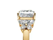 Solitaire Engagement Ring Setting for Princess Cut Center with Marquise Flower Shoulders and Prong Head in Yellow Gold