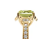 Floral Engagement Ring Setting for Fancy Yellow Asscher Cut Center with Four Accent Clusters and Prong Head in Yellow Gold