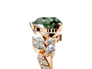 Solitaire Engagement Ring Setting for Fancy Green Heart-Shaped Center with Marquise Accent Twist Band and Prong Head in Rose Gold