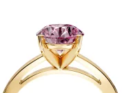 Solitaire Engagement Ring Setting for Fancy Pink Round Cut Center with Basket Rail and Prong Head in Yellow Gold