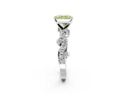 Solitaire Engagement Ring Setting for Fancy Yellow Radiant Cut Center with Bar-Station Pave Twist and Prong Head in Sterling Silver