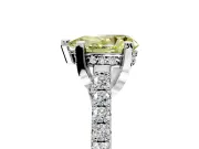Solitaire Engagement Ring Setting for Fancy Yellow Pear-Shaped Center with Widening Pave Band and Claw Prong Head in Sterling Silver