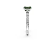 Open Basket Engagement Ring Setting for Fancy Green Emerald Cut Center with Pave Band and Prong Head in White Gold