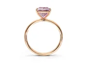 Solitaire Engagement Ring Setting for Fancy Pink Princess Cut Center with Straight Thin Band and Prong Head in Rose Gold