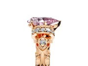 Solitaire Engagement Ring Setting for Fancy Pink Pear-Shaped Center with Filigree Band and Prong Head in Rose Gold
