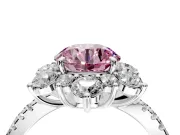 Floral Halo Engagement Ring Setting for Fancy Pink Round Cut Center with Pave Accents and Prong Head in White Gold