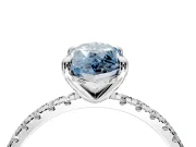 Solitaire Engagement Ring Setting for Fancy Blue Marquise Center with Fine Pave Narrow Band and Prong Head in Platinum