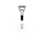 3 Stone Engagement Ring Setting for Emerald Cut Center with Matching Side Accents and Prong Head in Sterling Silver