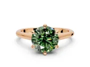 Solitaire Engagement Ring Setting for Fancy Green Round Cut Center with Cathedral Band and Prong Head in Rose Gold