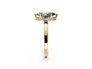Hidden Halo Engagement Ring Setting for Fancy Green Marquise Center with Wide Flat Plain Band and Prong Head in Yellow Gold