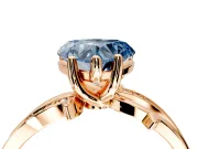 Solitaire Engagement Ring Setting for Fancy Blue Heart-Shaped Center with Pave and Plain Crossover Band and Prong Head in Rose Gold